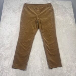 J Jill Corduroy Pants Women Size M Tan Stretch Straight Leg Casual Pullon